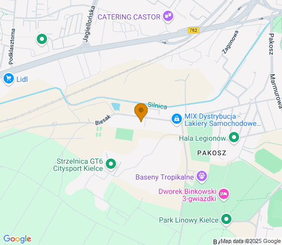 Mapa dojazdu do warsztatu samochodowego w miejscowości Kielce