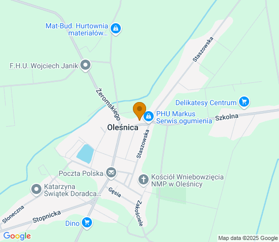 Mapa dojazdu do warsztatu samochodowego w miejscowości Oleśnica