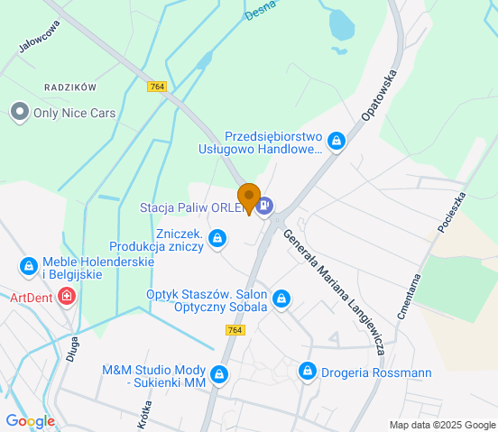 Mapa dojazdu do warsztatu samochodowego w miejscowości Staszów