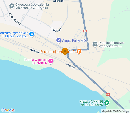 Mapa dojazdu do warsztatu samochodowego w miejscowości Giżycko
