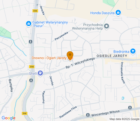 Mapa dojazdu do warsztatu samochodowego w miejscowości Olsztyn