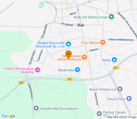 Mapa dojazdu do warsztatu samochodowego w miejscowości Buk