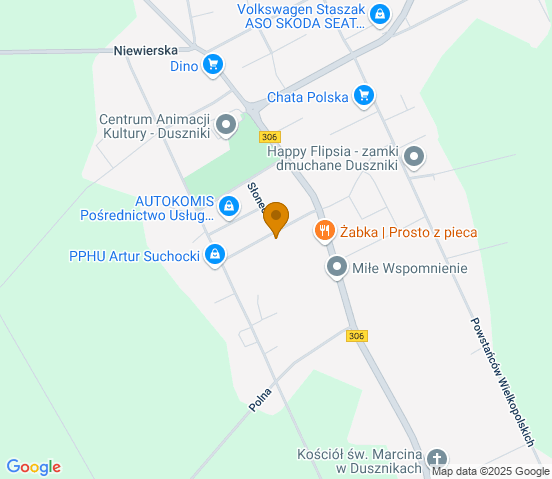 Mapa dojazdu do warsztatu samochodowego w miejscowości Duszniki Wielkopolskie