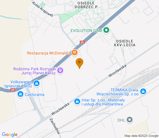 Mapa dojazdu do warsztatu samochodowego w miejscowości Kalisz