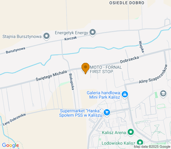 Mapa dojazdu do warsztatu samochodowego w miejscowości Kalisz