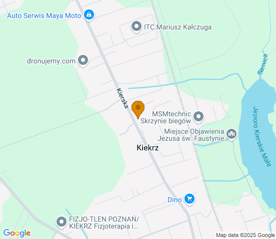 Mapa dojazdu do warsztatu samochodowego w miejscowości Kiekrz