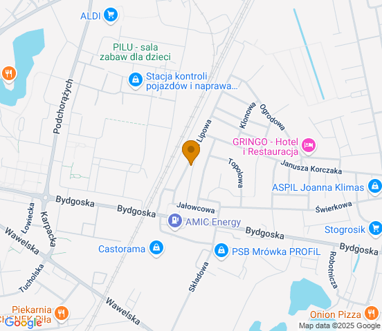 Mapa dojazdu do warsztatu samochodowego w miejscowości Piła