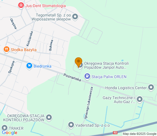 Mapa dojazdu do warsztatu samochodowego w miejscowości Pniewy