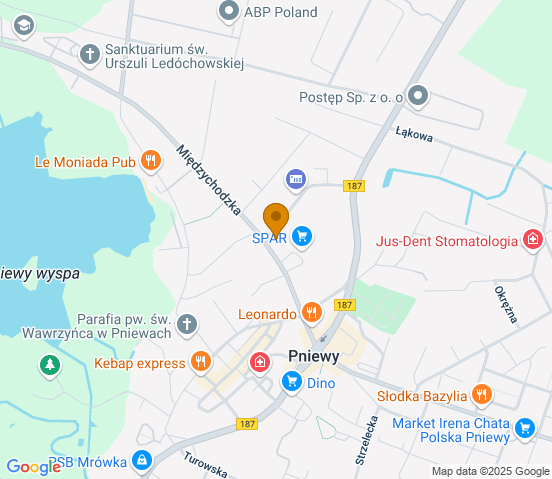 Mapa dojazdu do warsztatu samochodowego w miejscowości Pniewy