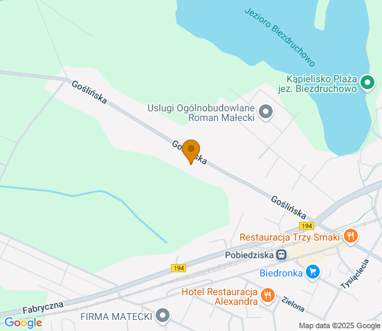 Mapa dojazdu do warsztatu samochodowego w miejscowości Pobiedziska