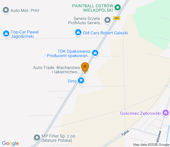 Mapa dojazdu do warsztatu samochodowego w miejscowości Topola Mała