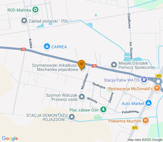 Mapa dojazdu do warsztatu samochodowego w miejscowości Turek