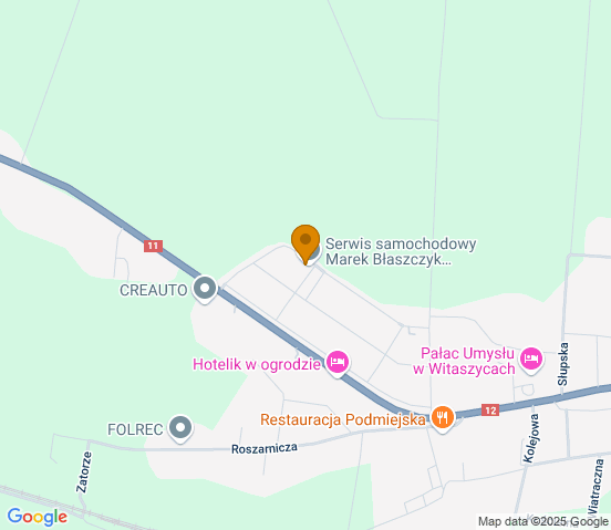Mapa dojazdu do warsztatu samochodowego w miejscowości Witaszyce