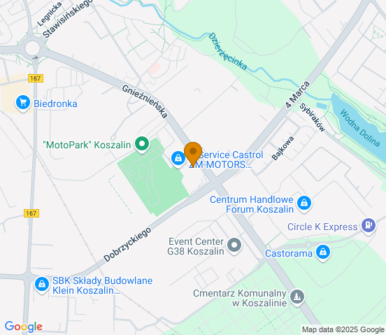 Mapa dojazdu do warsztatu samochodowego w miejscowości Koszalin
