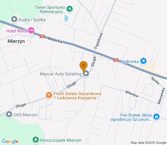 Mapa dojazdu do warsztatu samochodowego w miejscowości Mierzyn