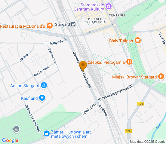 Mapa dojazdu do warsztatu samochodowego w miejscowości Stargard