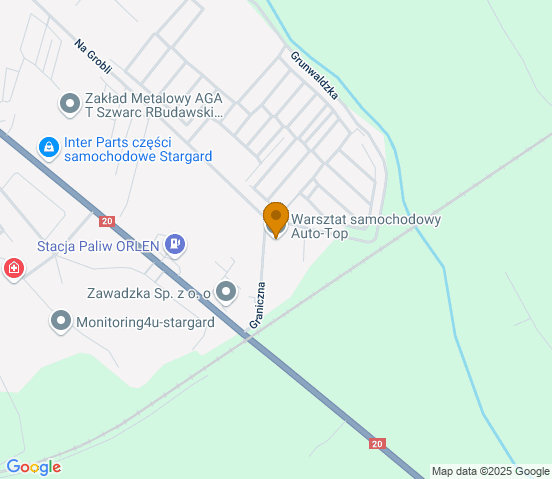 Mapa dojazdu do warsztatu samochodowego w miejscowości Stargard