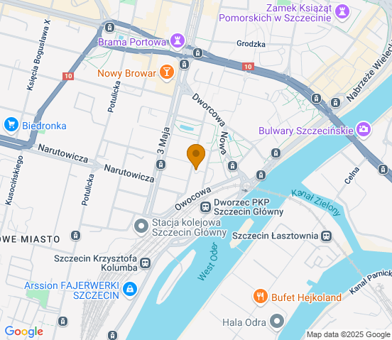 Mapa dojazdu do warsztatu samochodowego w miejscowości Szczecin